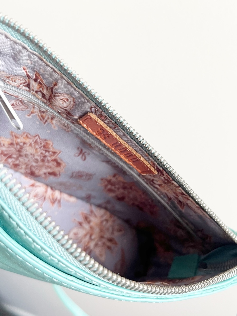 HOBO Cadence Crossbody Leather Bag w/ Adjustable Clip Strap Turquoise - Picture 7 of 10